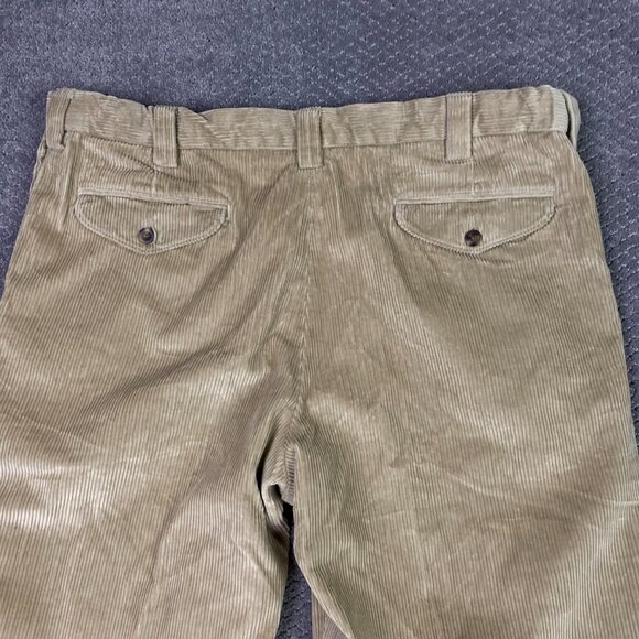 LL Bean Country Corduroy Pants Men's 40 x 32 Khaki Pleated Comfort Waist - Picture 7 of 16